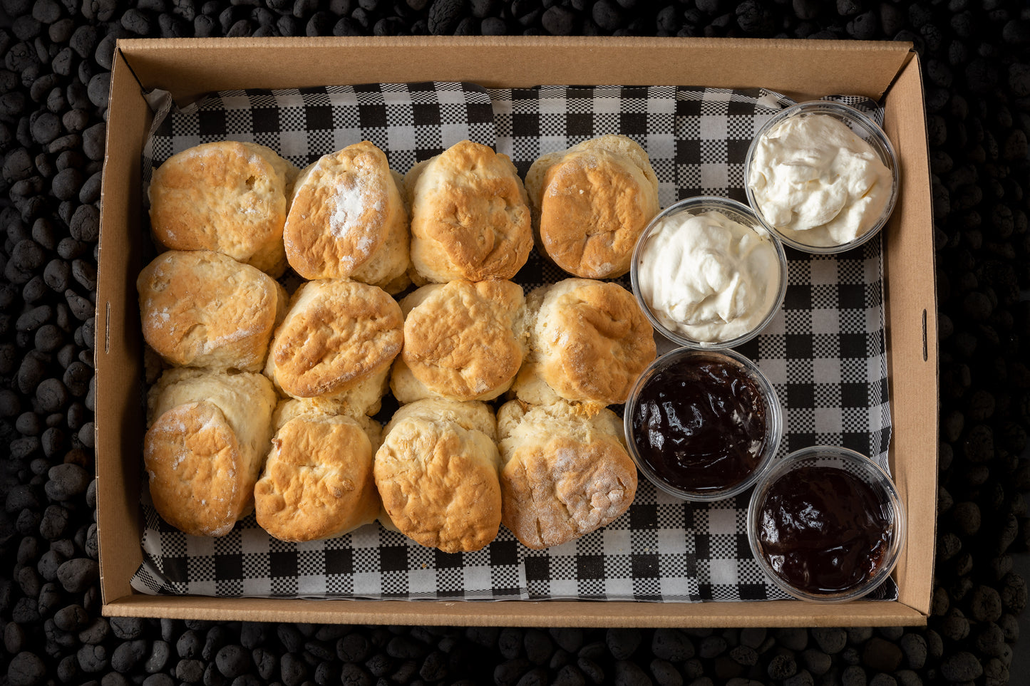 Box of 12 scones with jam & cream
