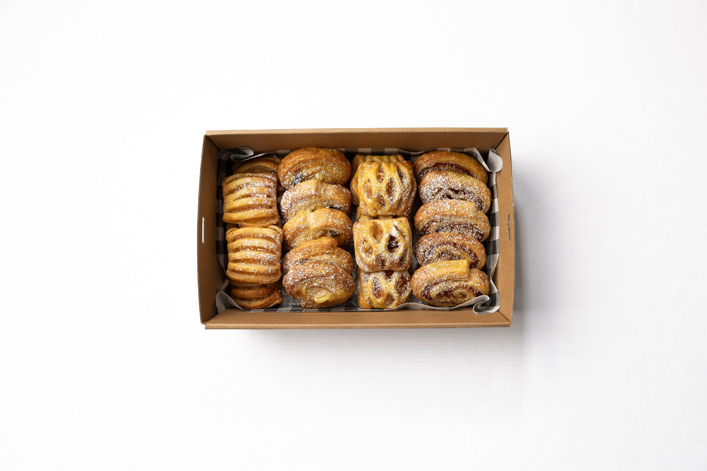 A box of freshly baked danishes